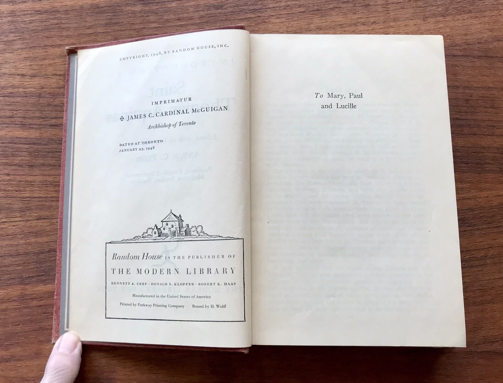 INTRODUCTION TO SAINT ST THOMAS AQUINAS Anton C Pegis Modern Library