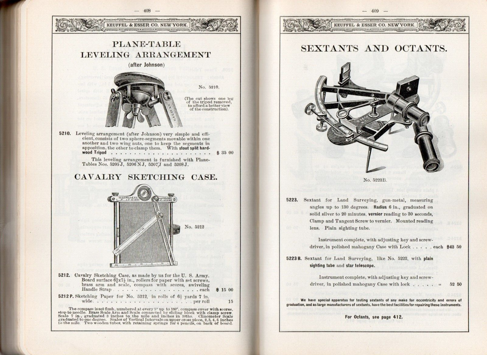 1915 Keuffel & Esser Scientific Instrument Trade Catalog Binoculars Sextants