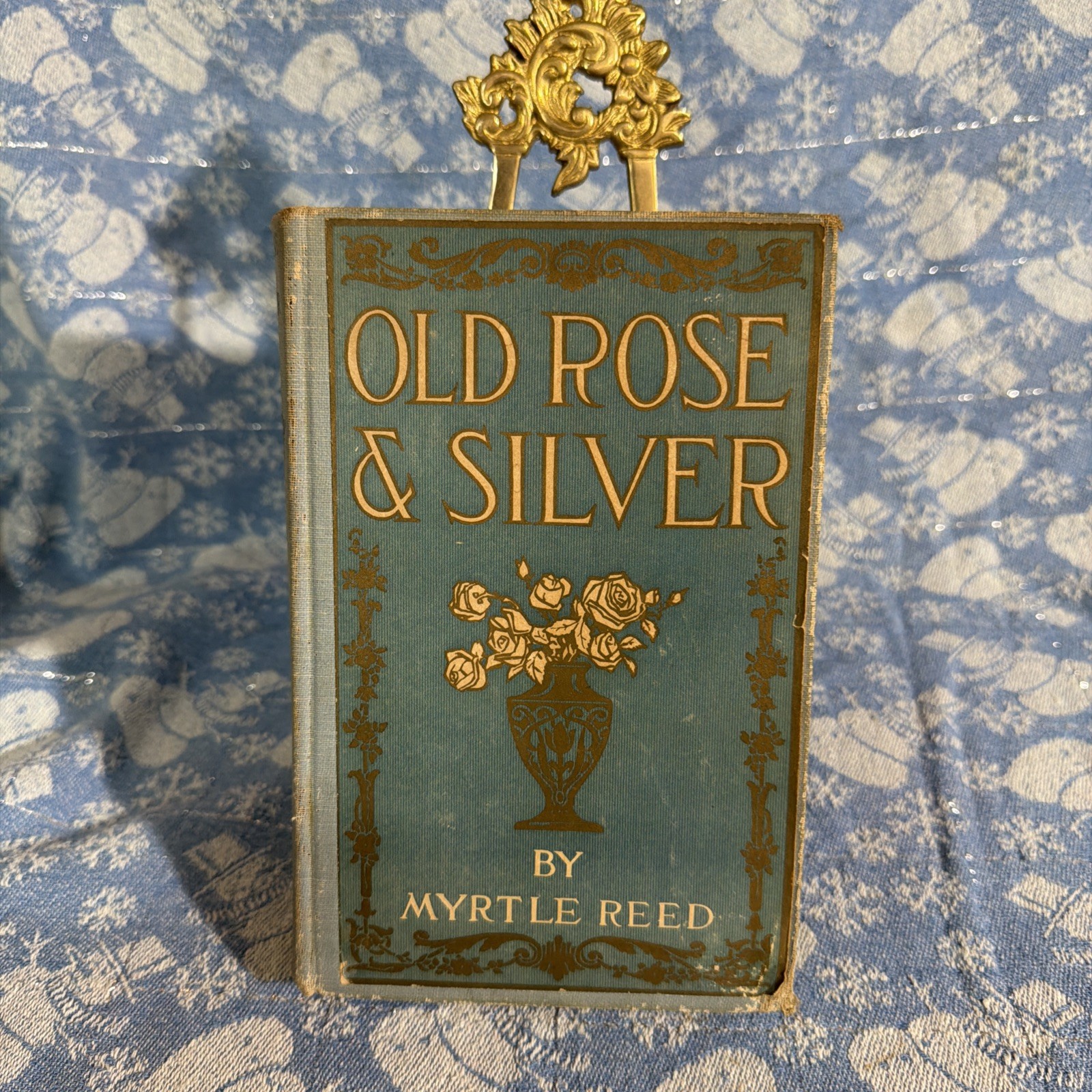 Old Rose & Silver by Myrtle Reed Antique Hardcover Decorative Cloth Book Blue