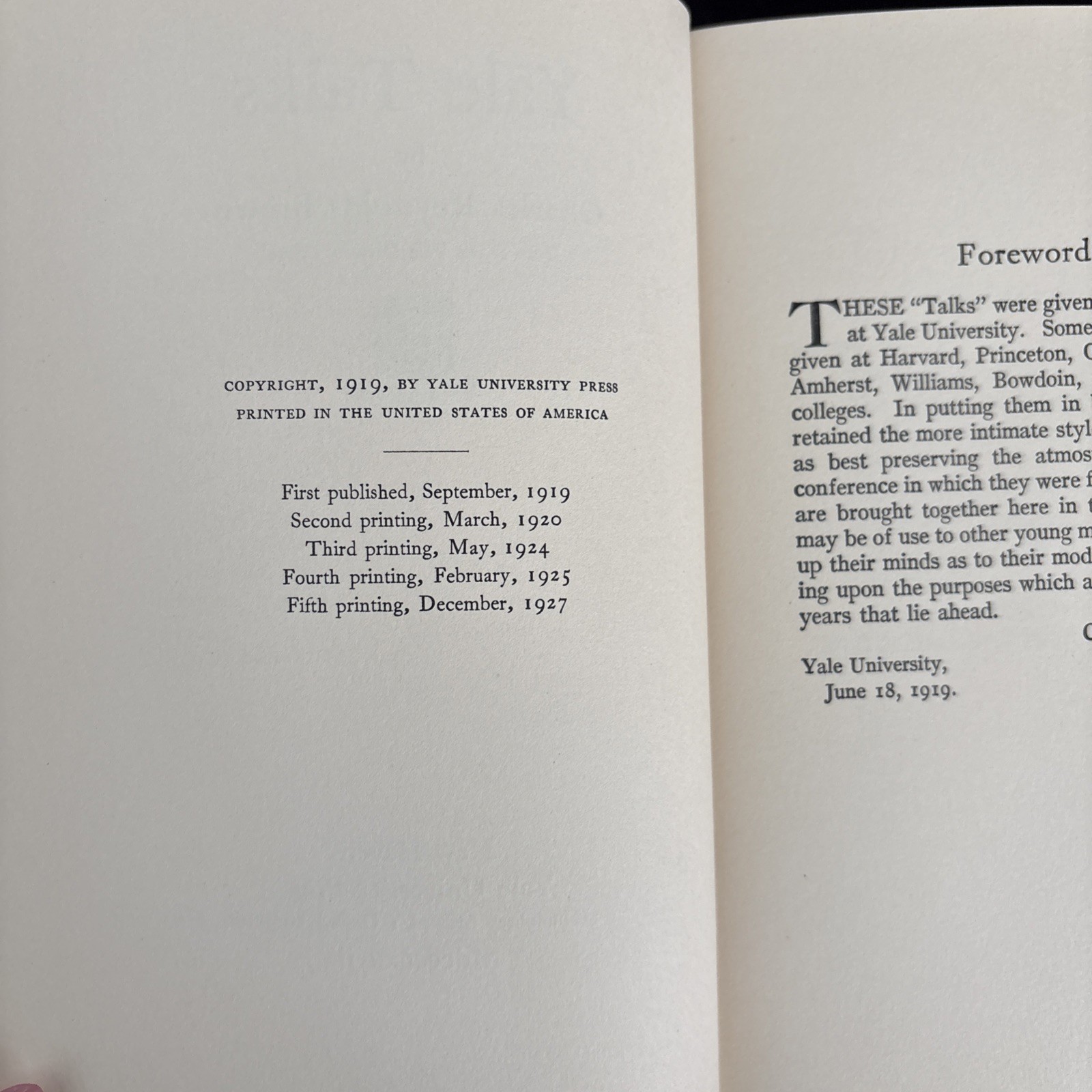 Charles Reynolds BROWN / Yale Talks / What Is Your Name – 1927 Vintage Yale