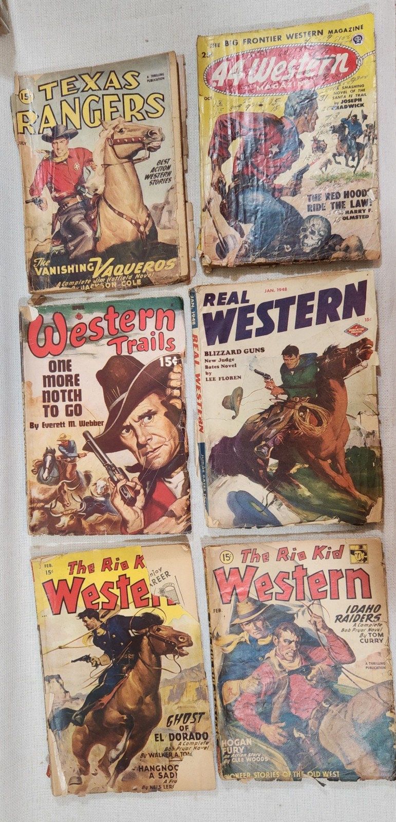 VTG Western Magazines from 1947-49 Lot of 6 Oversize Covers
