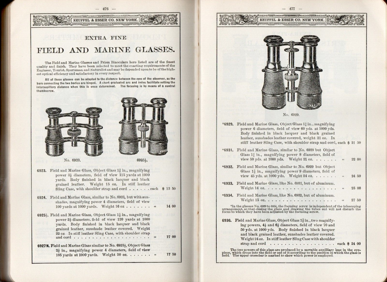 1915 Keuffel & Esser Scientific Instrument Trade Catalog Binoculars Sextants