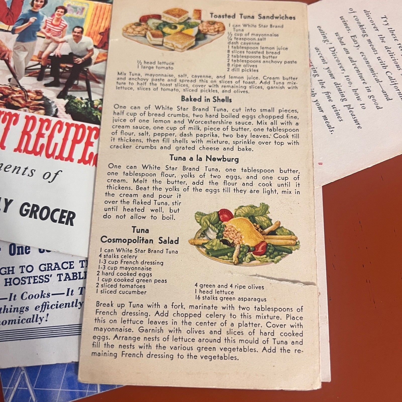 Vintage 1950s Recipe Pamphlet Lot White Star Tuna California Wine Astor Broiler