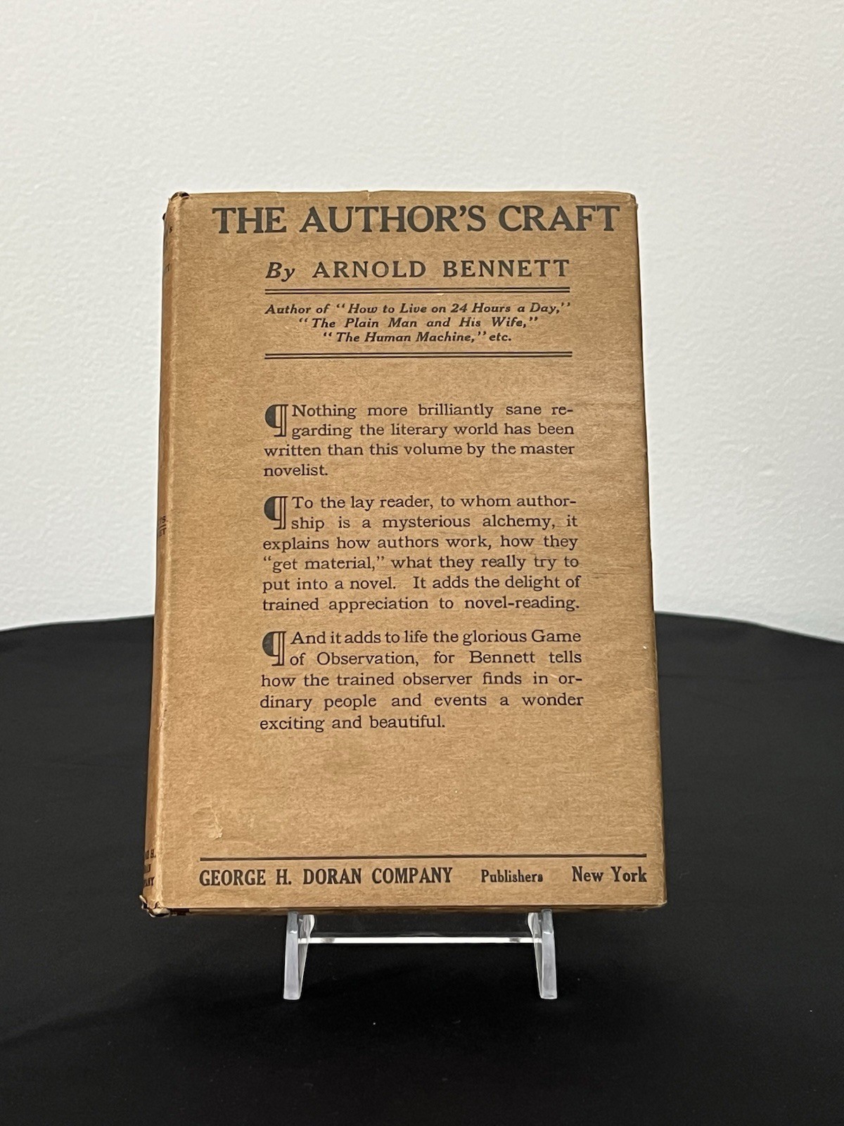 ? THE AUTHOR’S CRAFT. BY ARNOLD BENNETT 1914 WITH DUST JACKET
