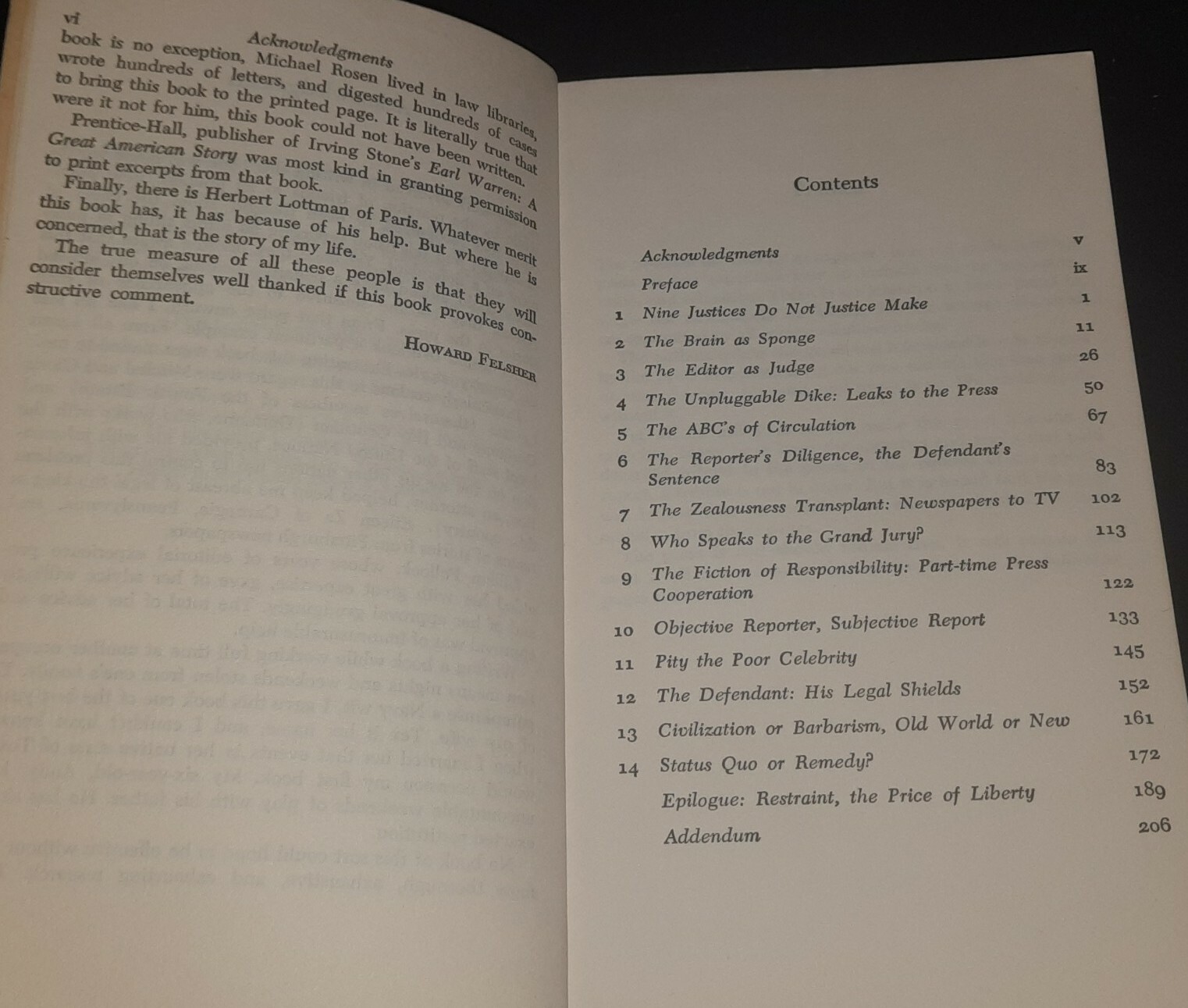 Justice USA? A Provocative Report by Howard Felsher & Michael Rosen 1st ED