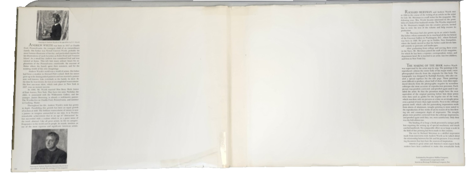Art Prints Andrew Wyeth by Richard Meryman First Printing 1968 Houghton Mifflin