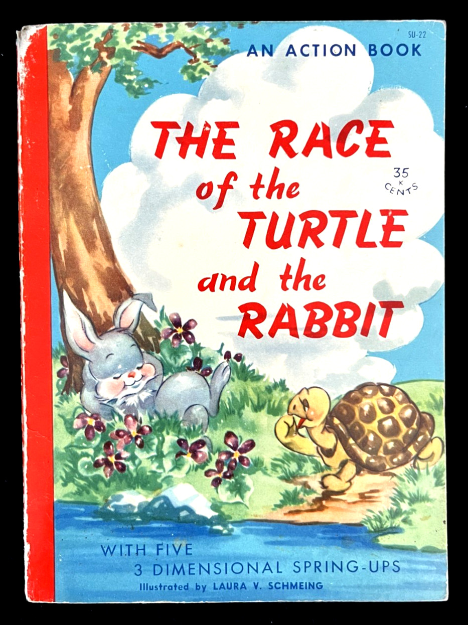 THE RACE OF THE TURTLE & THE RABBIT ~ 5 VG Pop-Ups ~ children’s Spring-Up Book