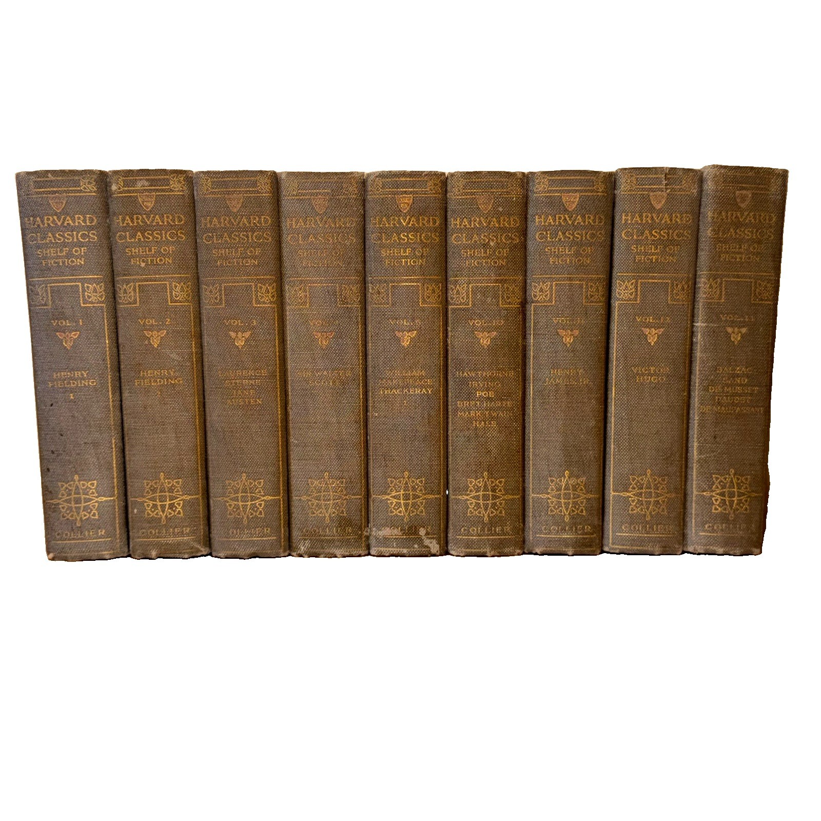 1917 Harvard Classics Shelf Fiction Edition De Luxe Vol 1-5, 10-13 Set #1338 VTG