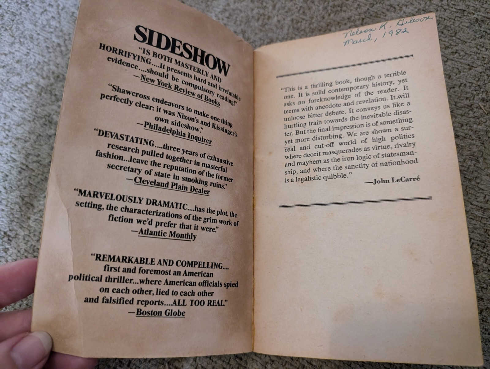 SIDESHOW: By William Shawcross VINTAGE PAPERBACK 1979 Investigation Nixon Etc