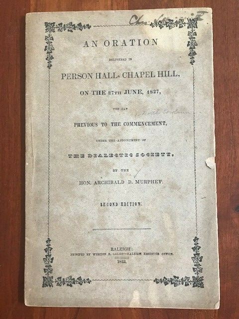 1827 Address Graduation University North Carolina Chapel Hill Murphey & MARSHALL