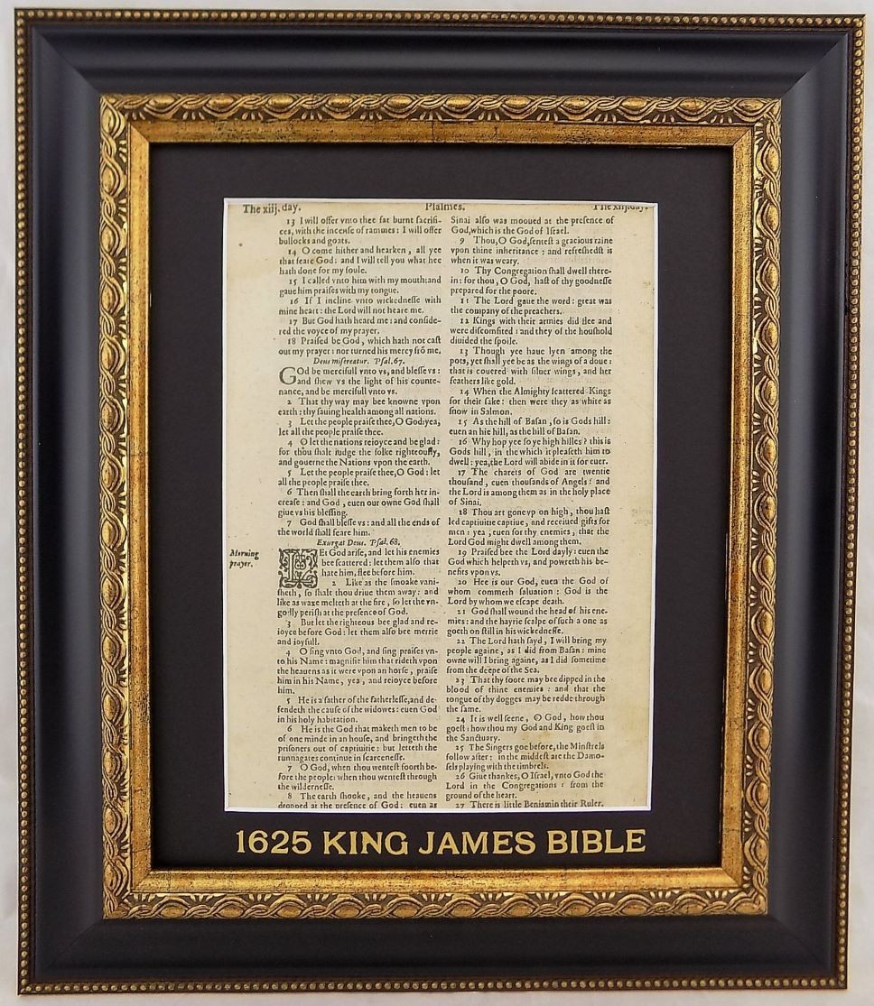 FATHER TO FATHERLESS PSALM 68 LEAF, 1625 KING JAMES BIBLE PAGE, PSALTER GREAT BI