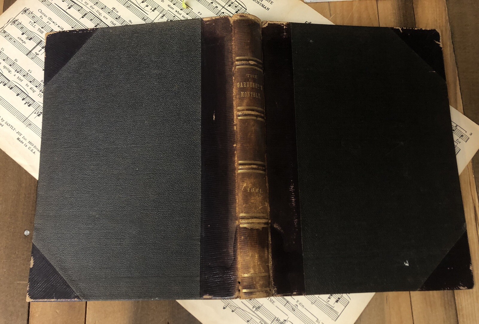 1880s Garden Book Half Leather Antique Illustrated Gardeners’ Monthly Victorian