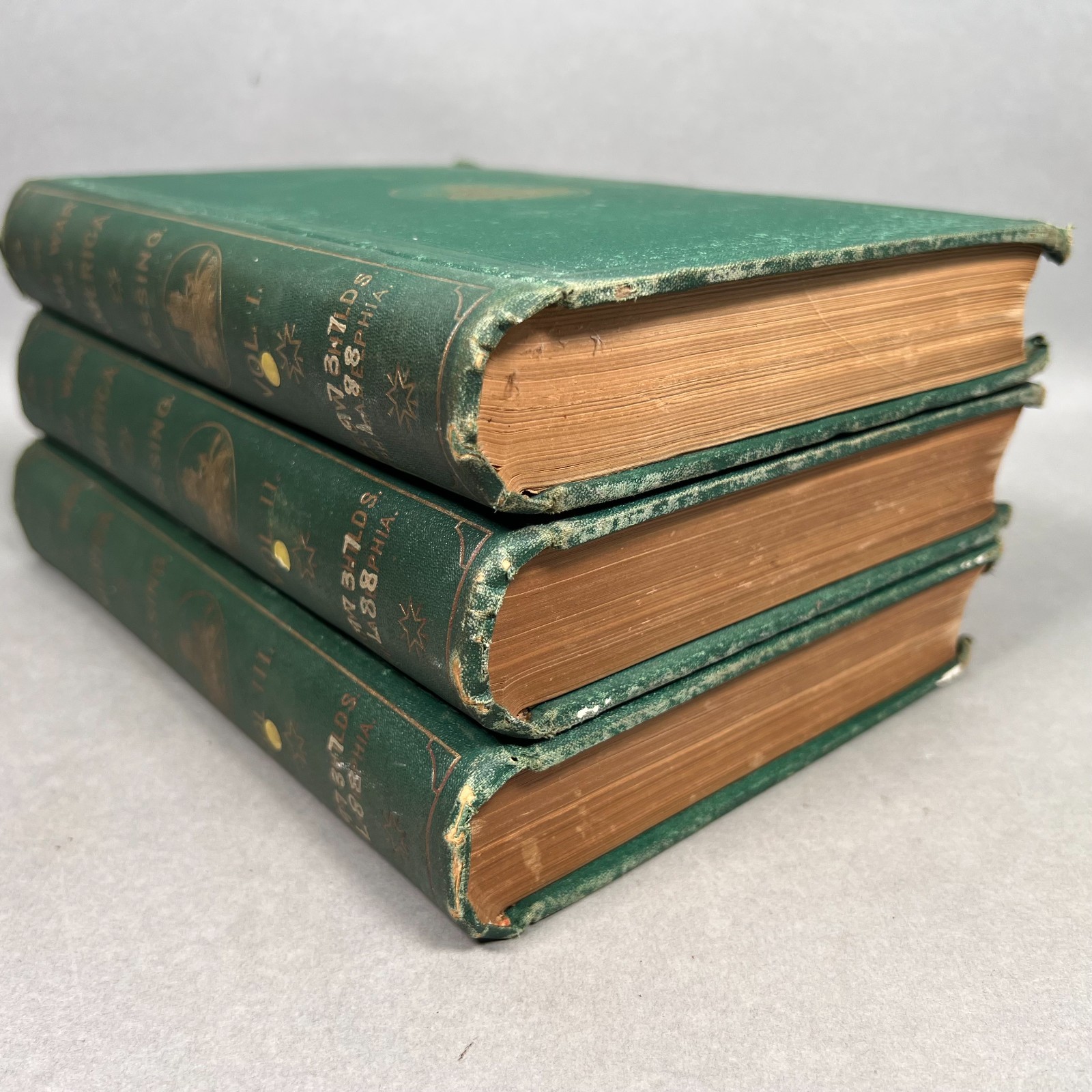 1866 Pictorial History of the Civil War in America Benson Lossing 3 Vol. Set Lot