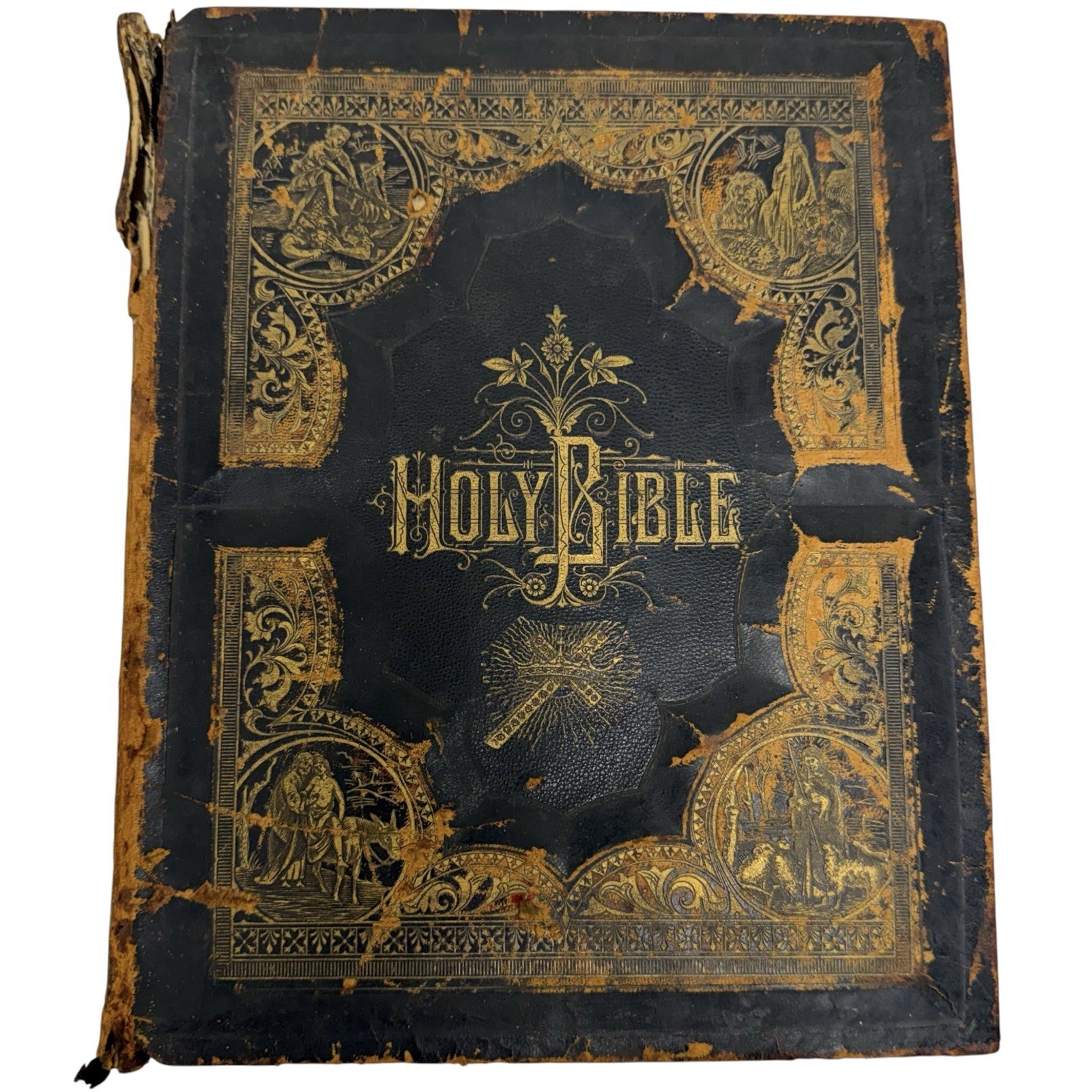 Antique 1895 Leather Bound Combination Edition Old & New Testament Family Bible