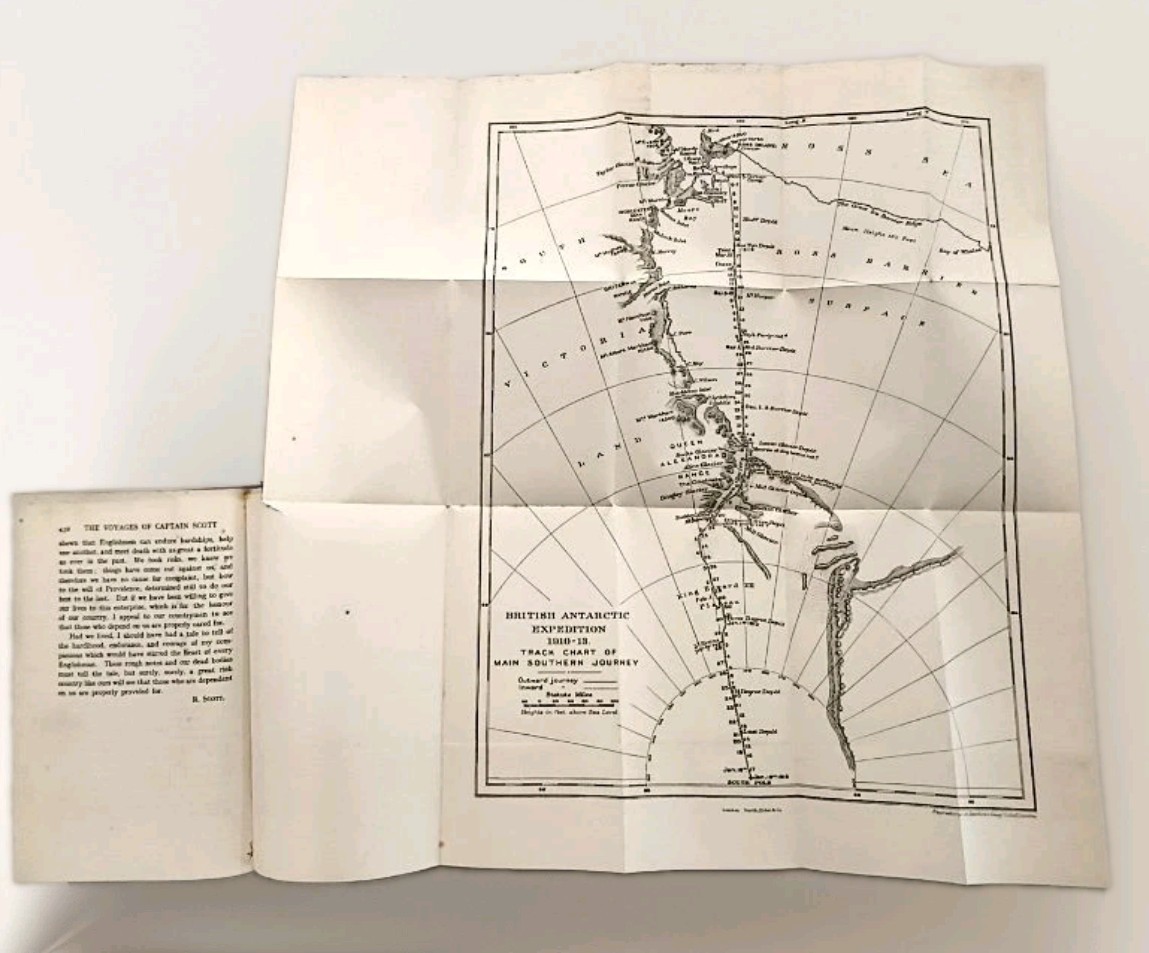 Voyages of Captain Scott Charles Turley 1914 1st Ed Smith Elder Map Antarctic