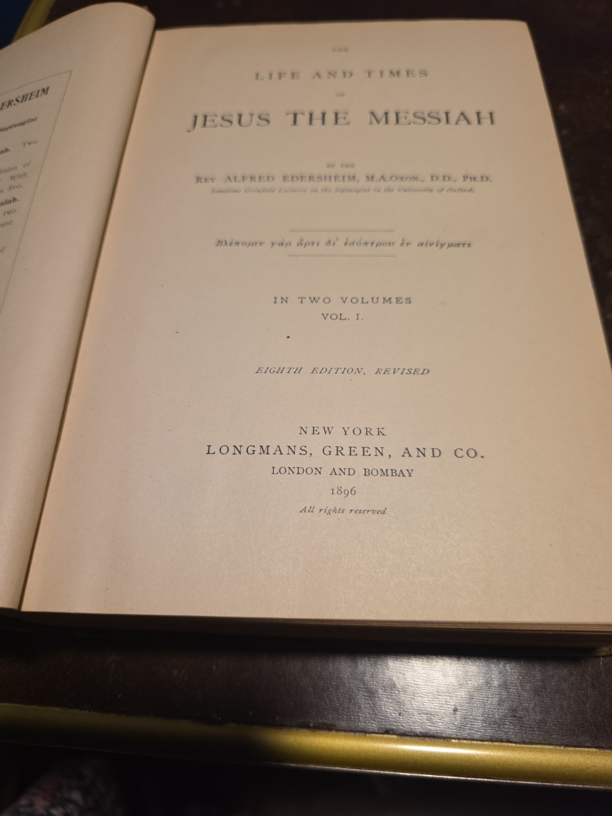LIFE AND TIMES OF JESUS THE MESSIAH 1896 Vol l + ll Alfred Edersheim HC Longmans