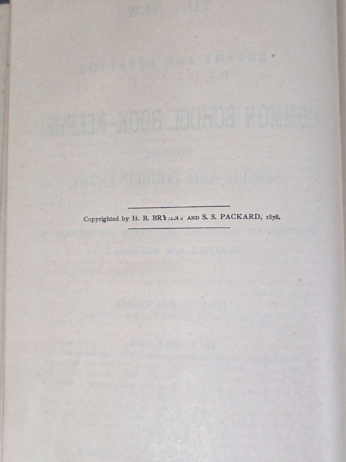 1878 Bryant & Stratton Common School Book-Keeping S S Packard Antique HC