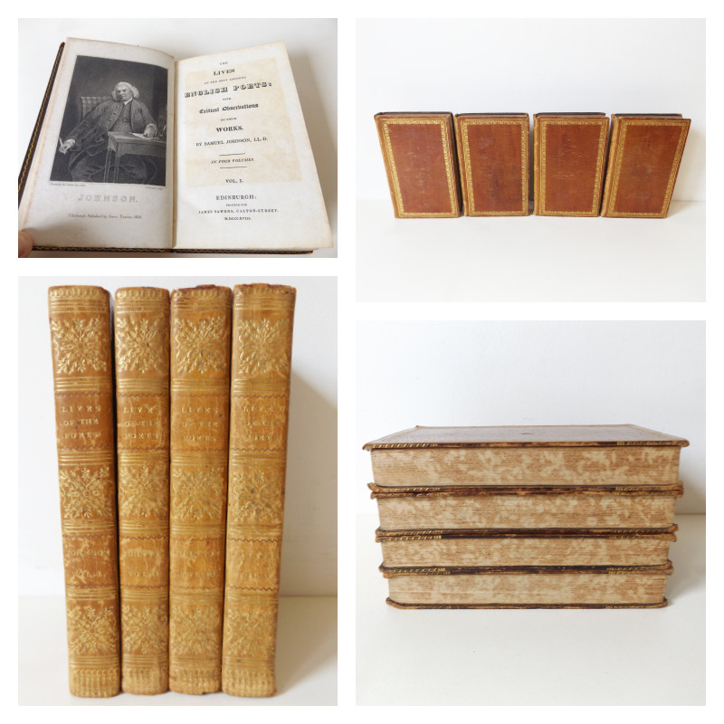 1818 JOHNSON’S LIVES of the ENGLISH POETS 4Vol. LEATHER BINDING Poetry