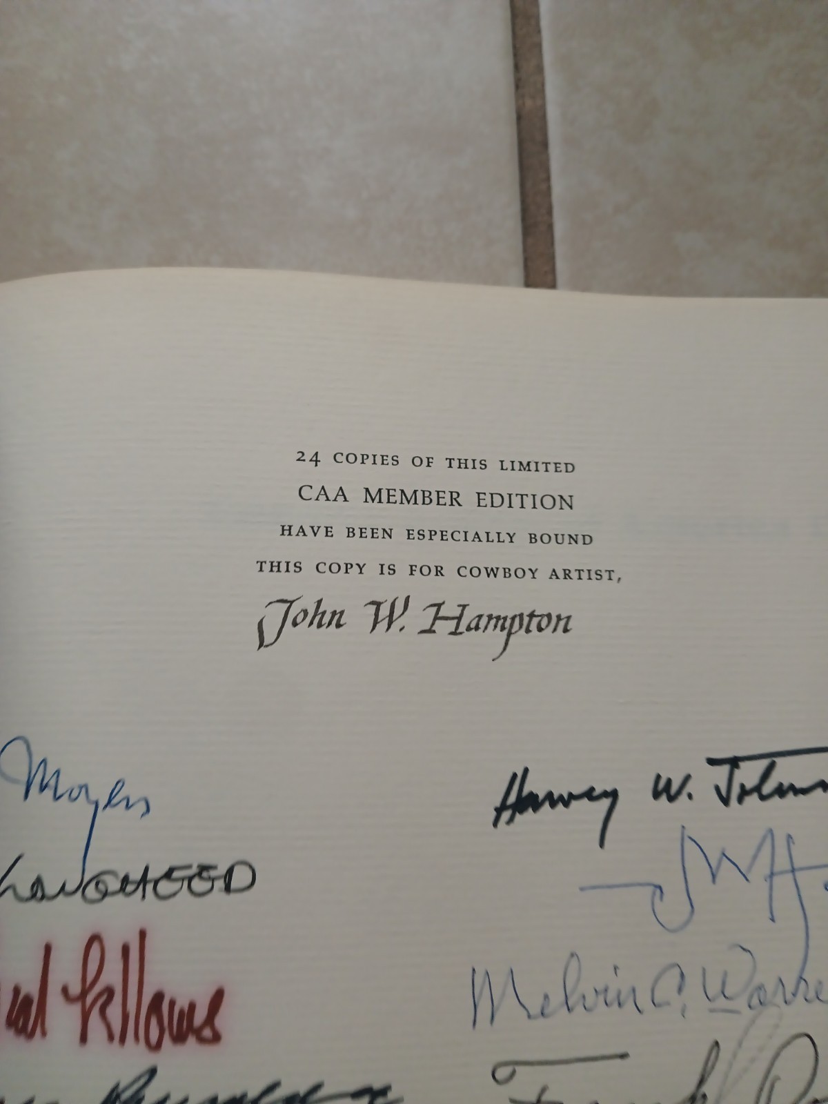 1975 Cowboy Artists Of America Signed Exhibition Book Member Copy 17 Signatures