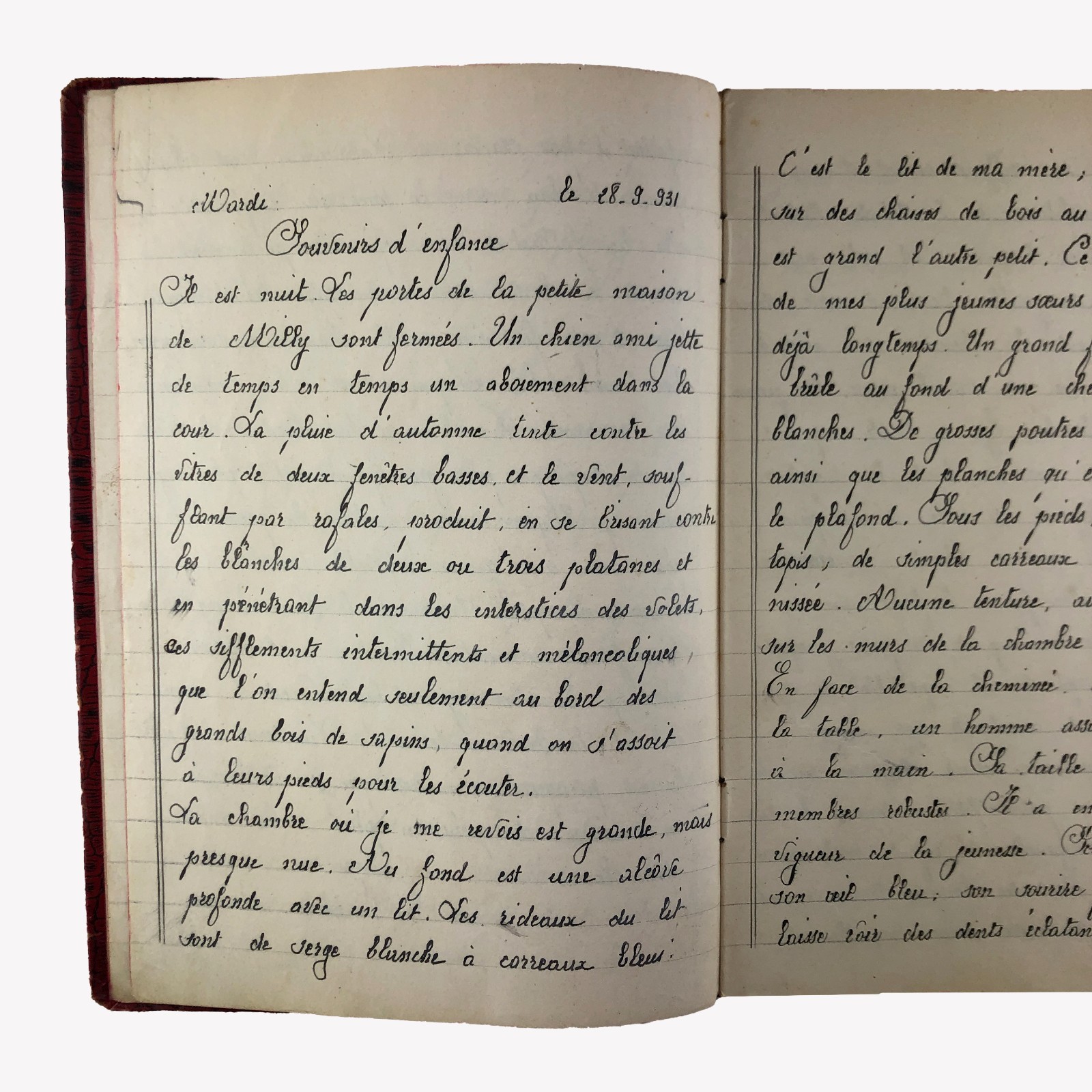 1931 French Literature Student Diary Manuscript Handwriting Book & Famous Poems