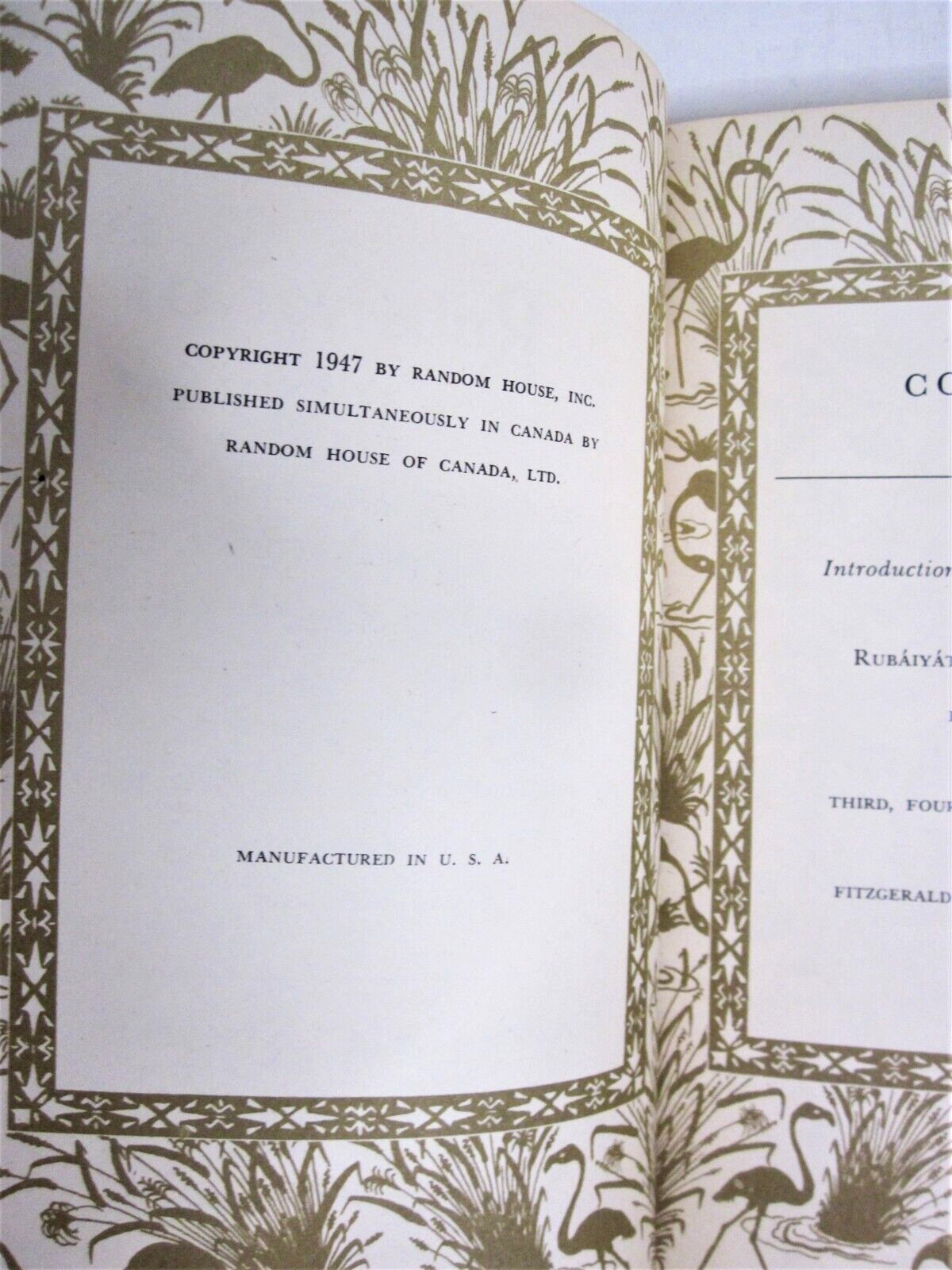 1947 Rubaiyat of Omar Khayyam Hardcover Book Random House w/ Sleeve- 149 pages