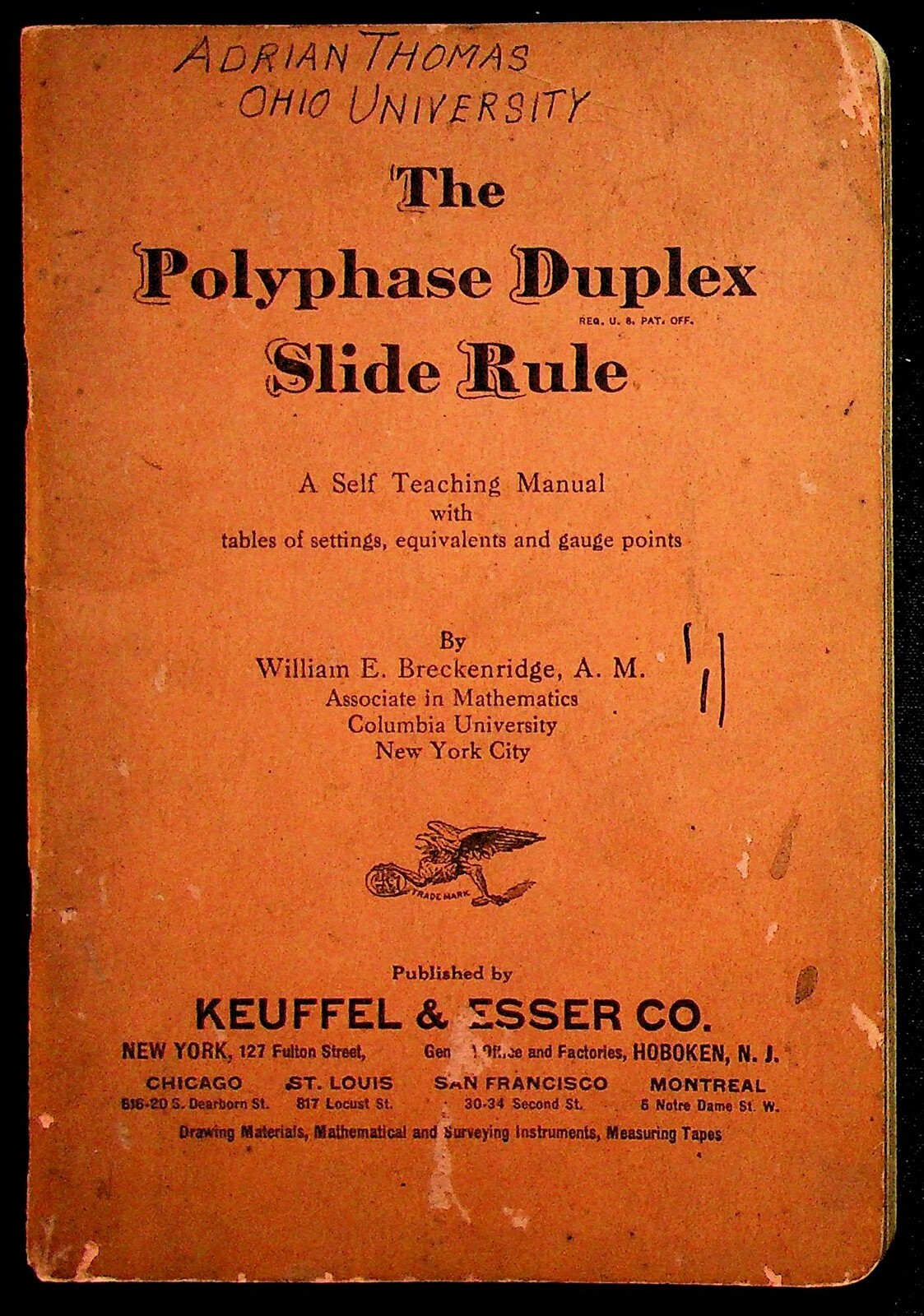Polyphase Duplex Slide Rule Manual Breckenridge Keuffel & Esser 1924