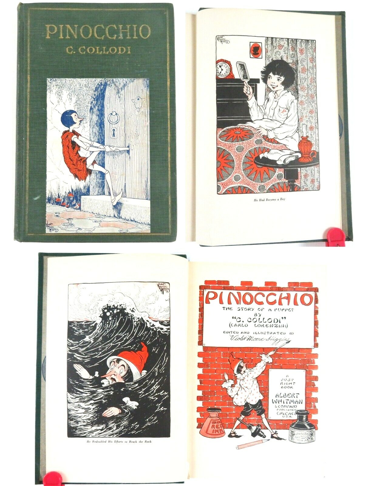 1927 PINOCCHIO; COLLODI; 40 ILLUSTR. VIOLET MOORE HIGGINS 1ST Edition/2nd Prntng