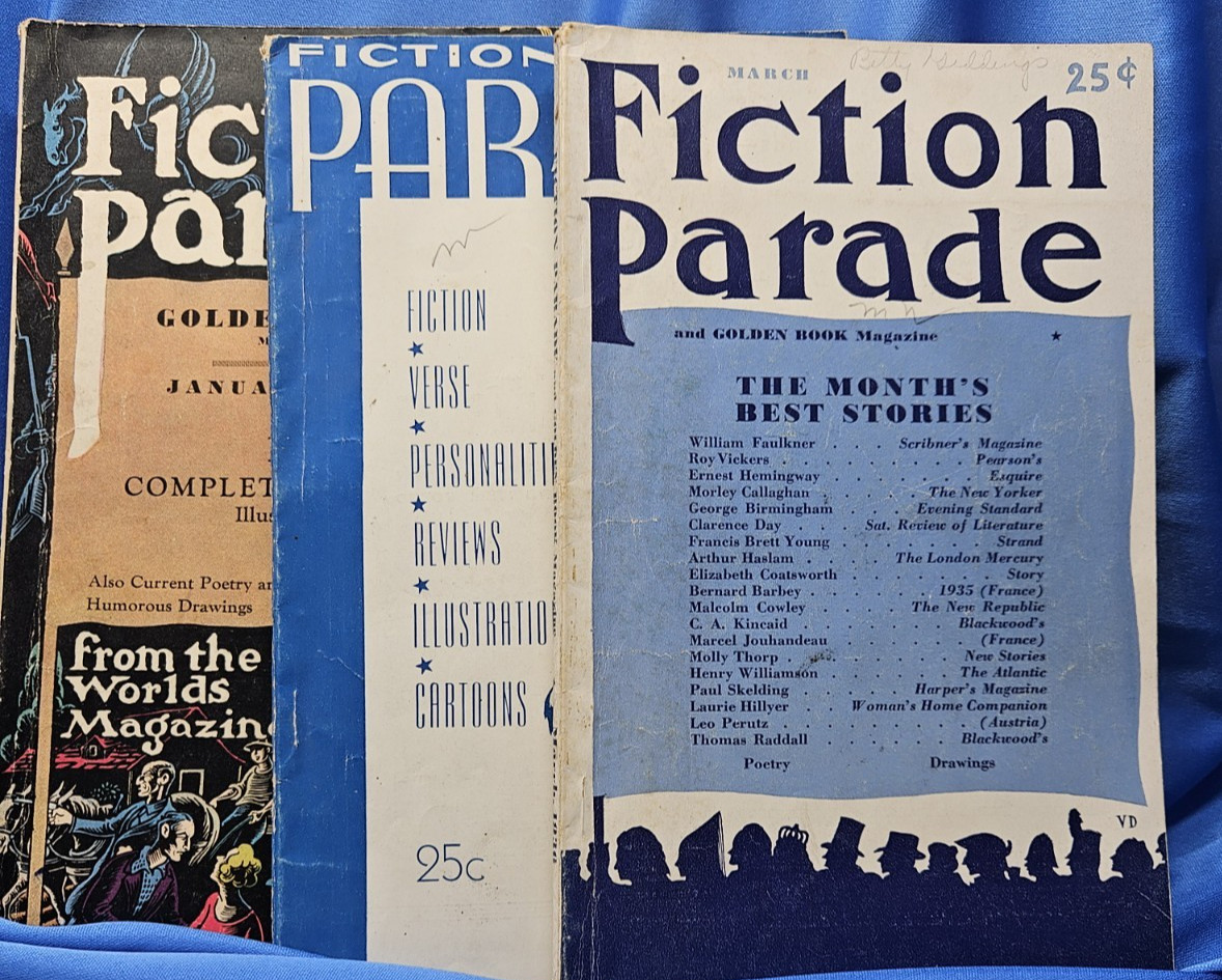 Vtg Fiction Parade Golden Book Magazine Poetry Humorous Drawings 1930’s Lot 3