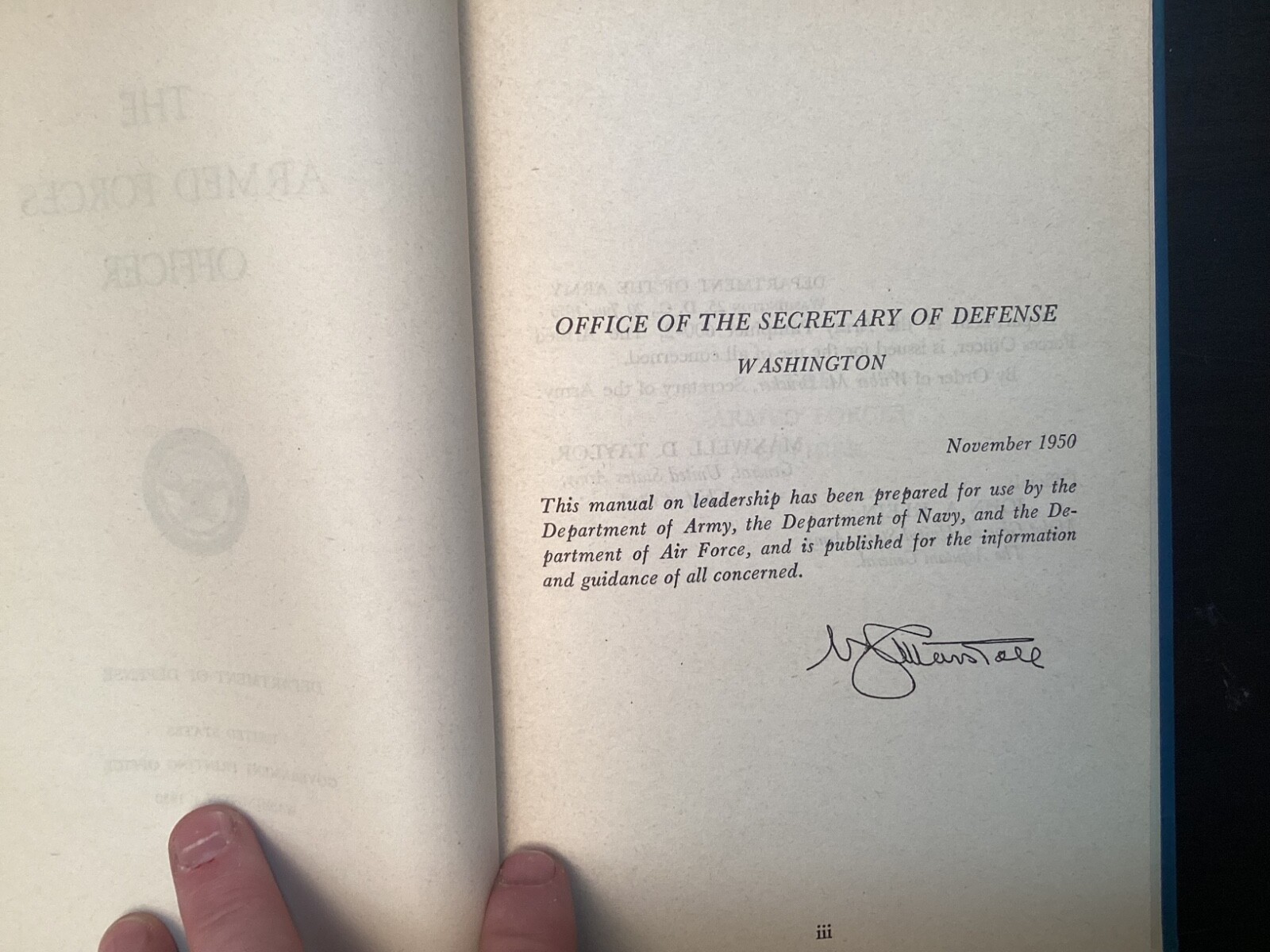 The Armed Forces Officer Department of Defense No. 600-2 Hardcover Book 1950