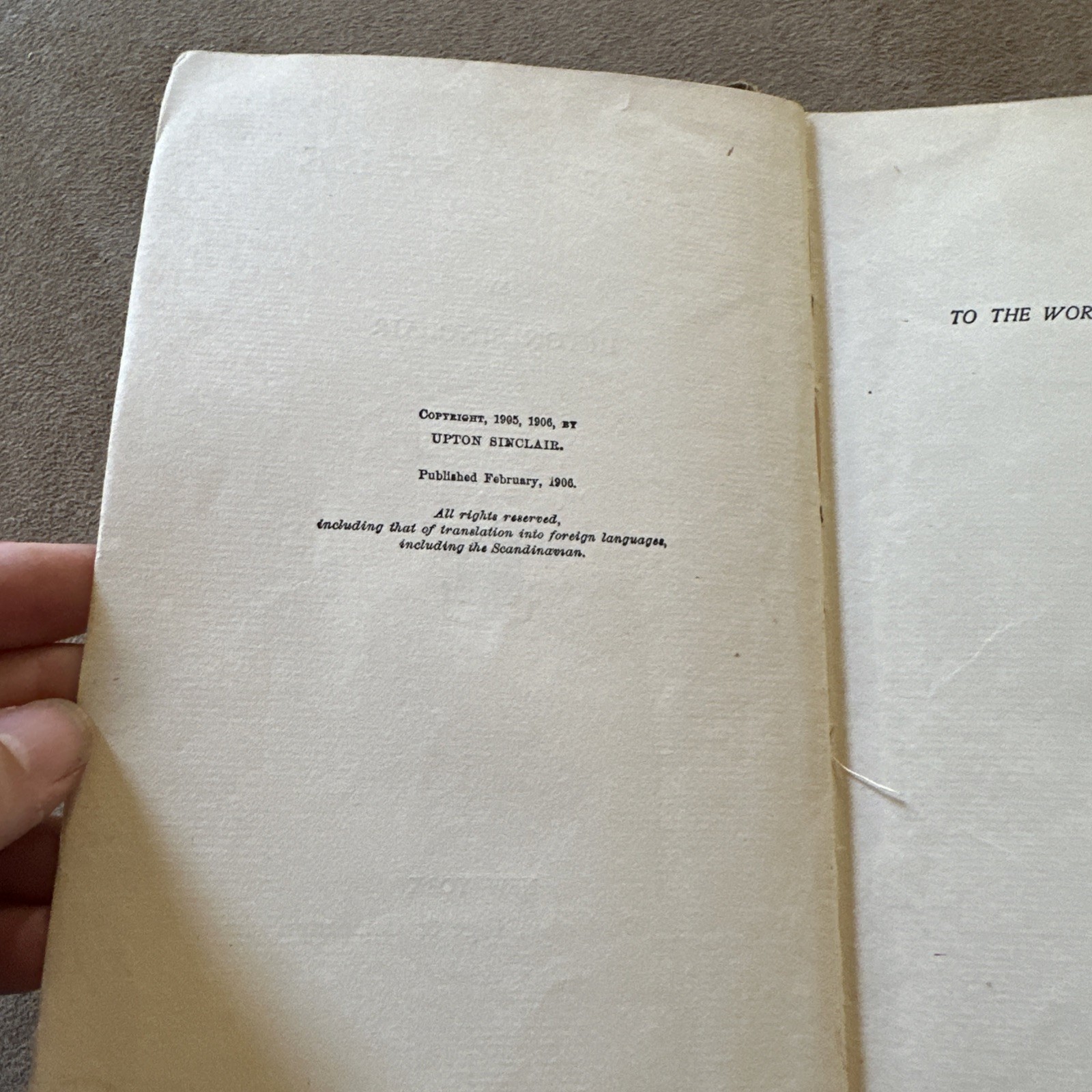 The Jungle Upton Sinclair Book 1906 1st ed 1st Printing February Antique
