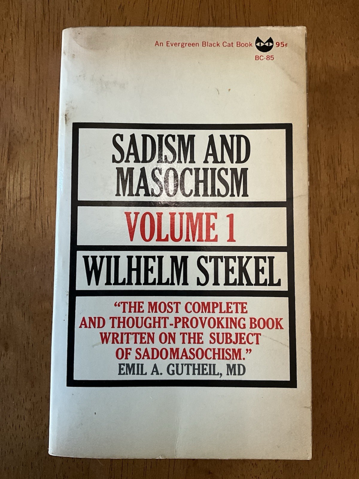 SADISM &MASOCHISM Vol 1 Stekel 1st Grove Evergreen Black Cat PB 1964 Erotica S&M