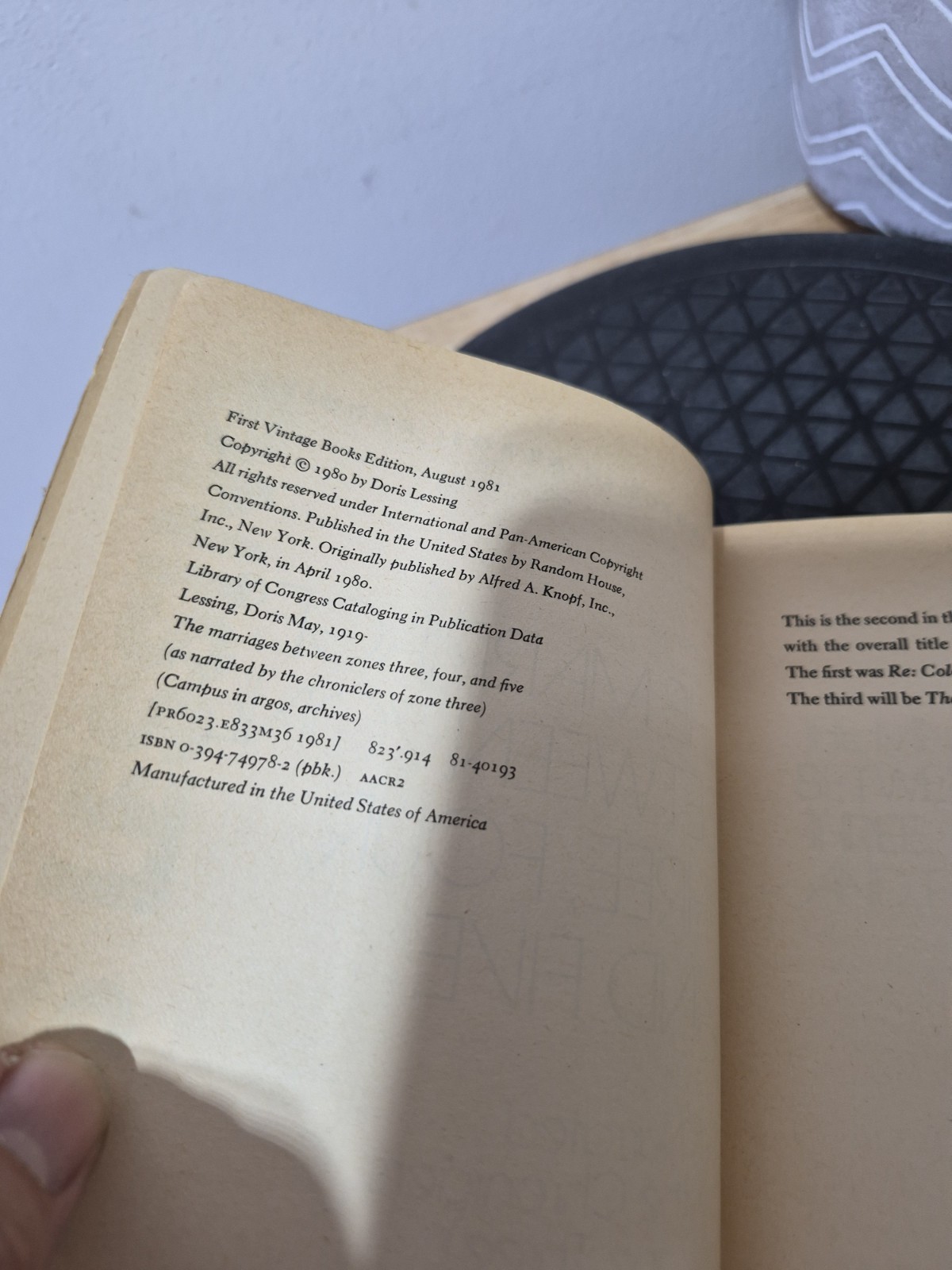 1981 The Marriages between Zones Three, Four, and Five by Doris Lessing