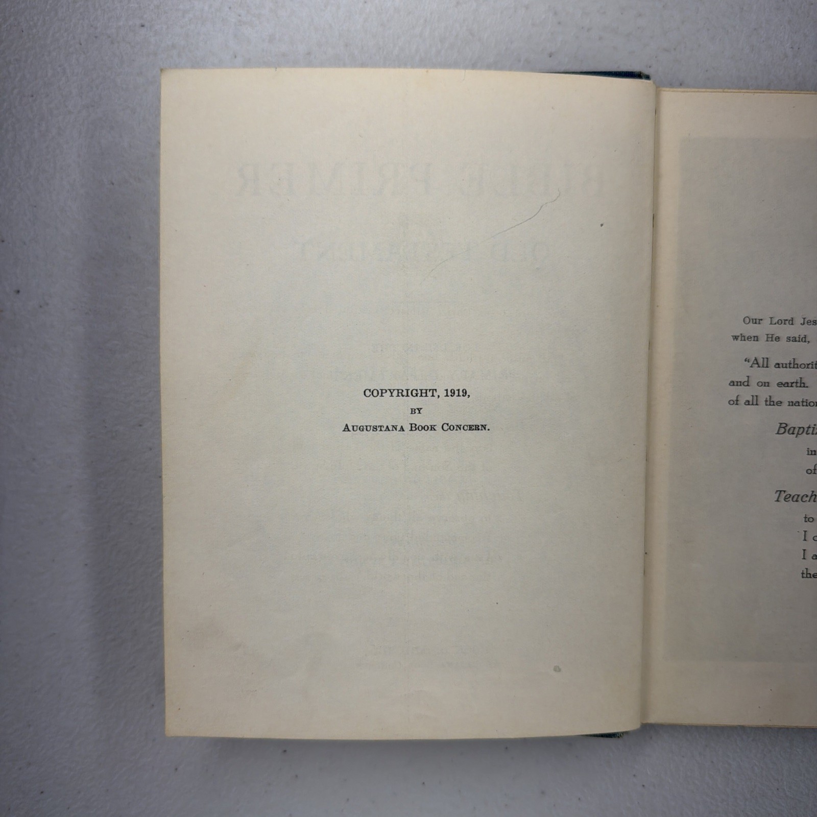 Bible Primer: Old Testament, 1919 Unstated First Edition