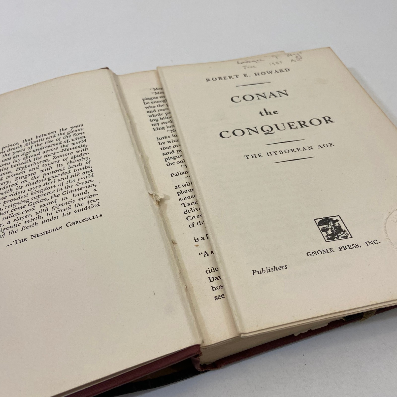 Conan The Conqueror Robert E Howard 1950 Gnome Press HCDJ Science Fantasy VTG