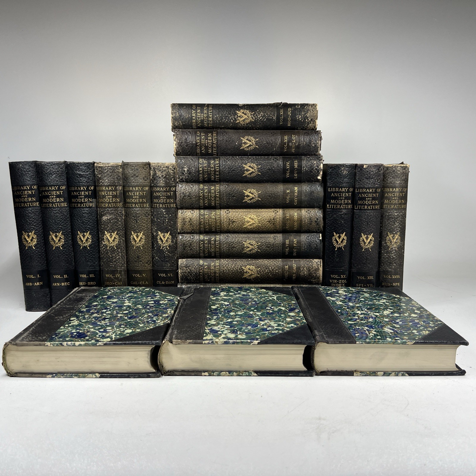 Library of Ancient and Modern Literature SET Volumes 1 to 20 Leather Marbled