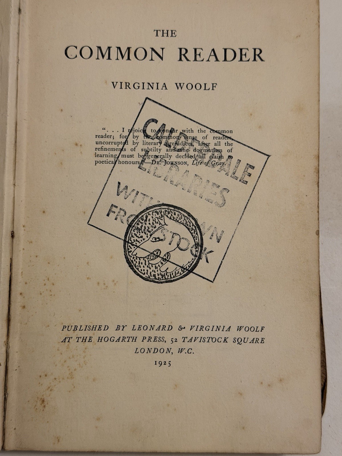 Virginia Woolf The Common Reader 1925 – 1st Edition Hogarth Press Vanessa Bell
