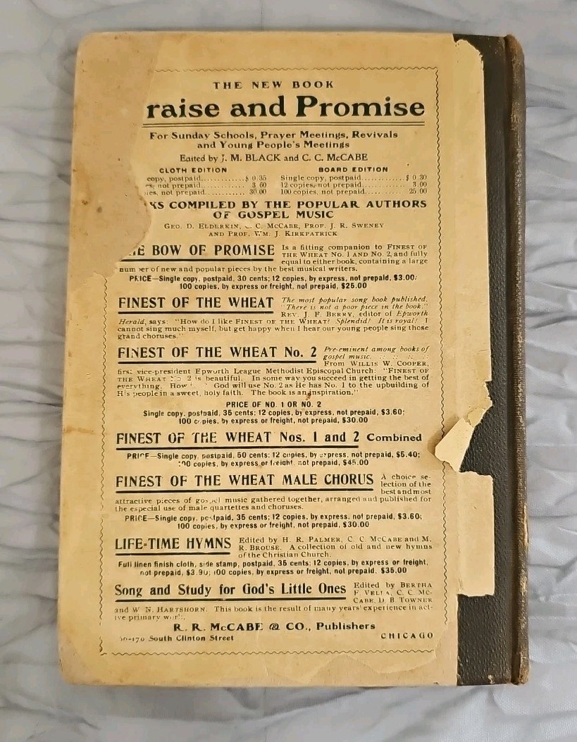 1898 The Bow of Promise Hymnal, McCabe,
