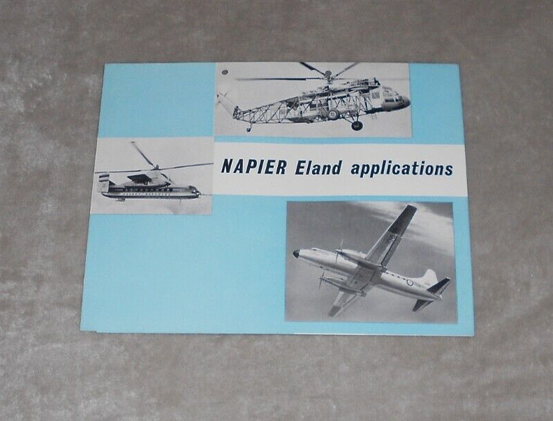NAPIER ELAND APPLICATIONS. circa 1950s AVIATION BROCHURE & SPECIFICATIONS INFO