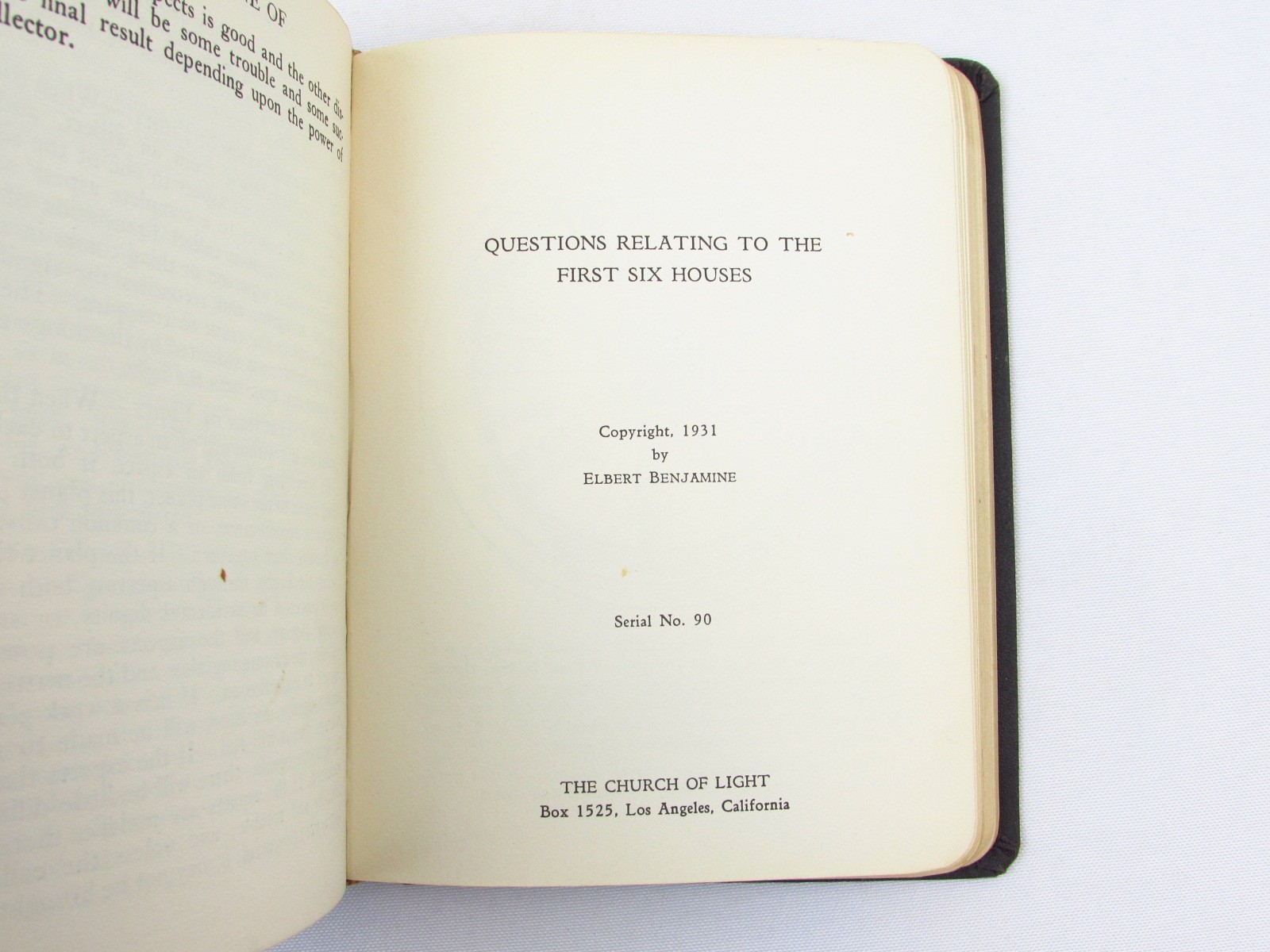 Brotherhood of Light VIII Horary Astrology C C Zain Elbert Benjamine 1930 HC