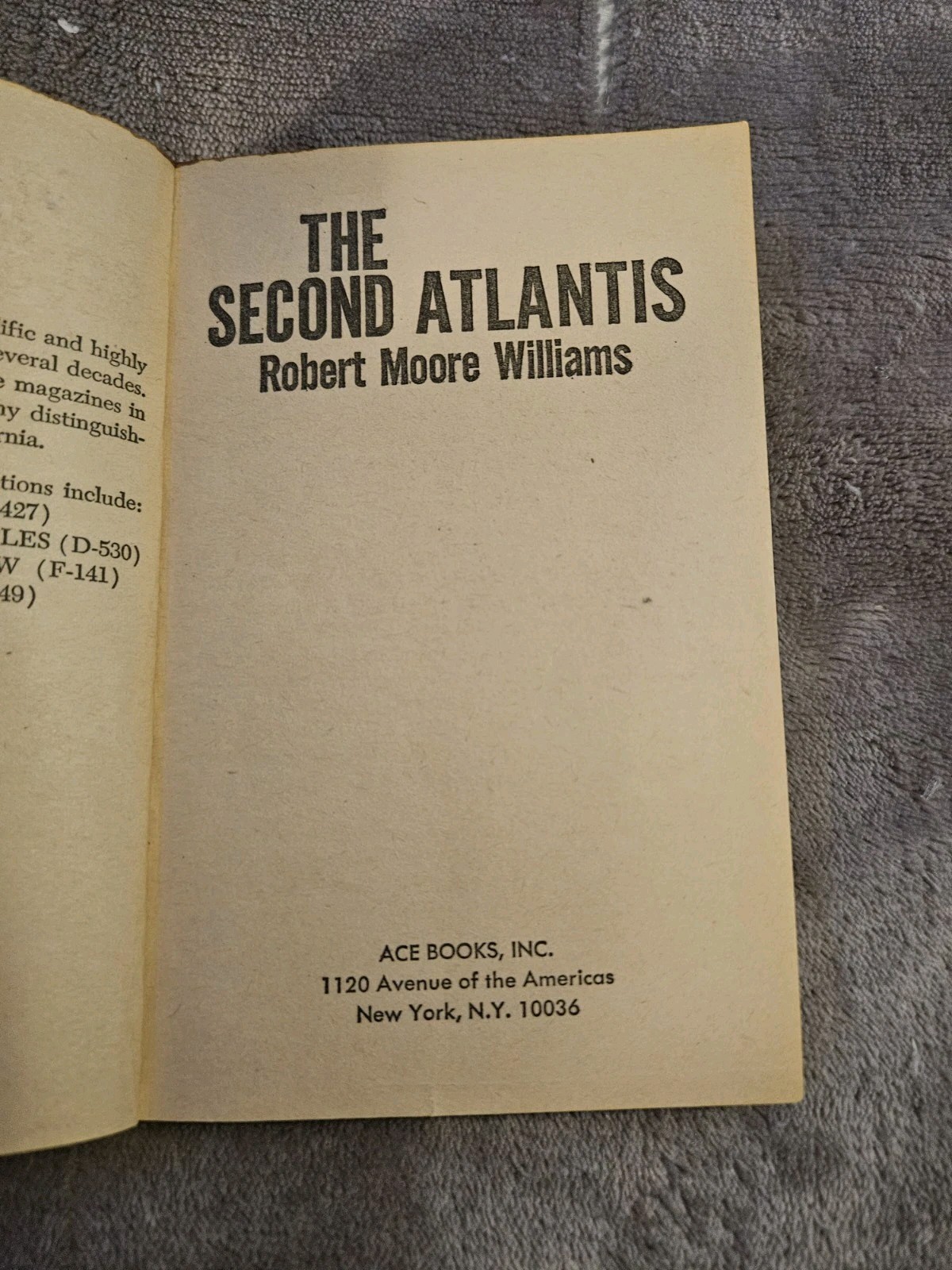 The Second Atlantis by Robert Moore Williams – VTG 1965 Sci-fi PBO