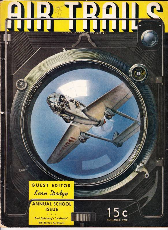 AIR TRAILS September 1938 – aviation pulp Bill Barnes story – Frank Tinsley