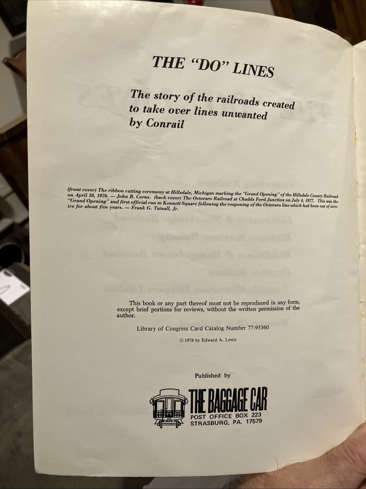 THE „DO“ LINES Edward Lewis TAKING OVER RAILROADS UNWANTED BY CONRAIL Michigan