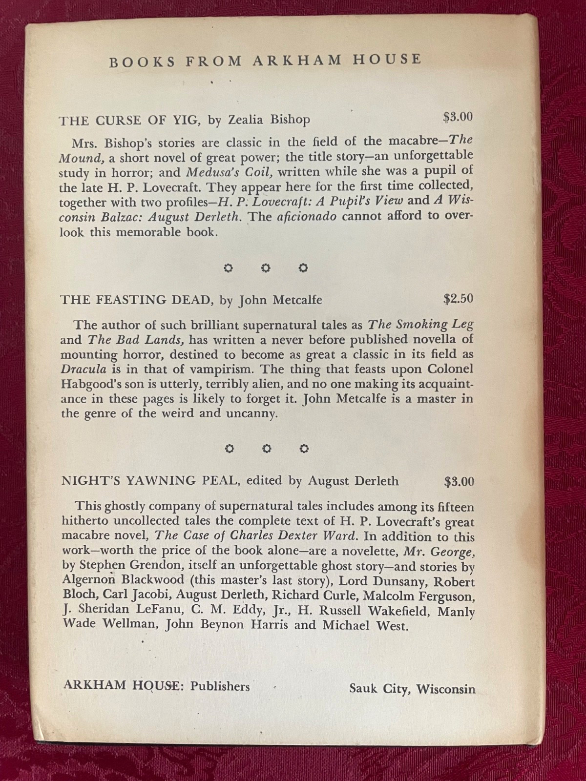 H.P. Lovecraft & Derleth The Survivor and Others Arkham House 1957 1st Ed F/NF