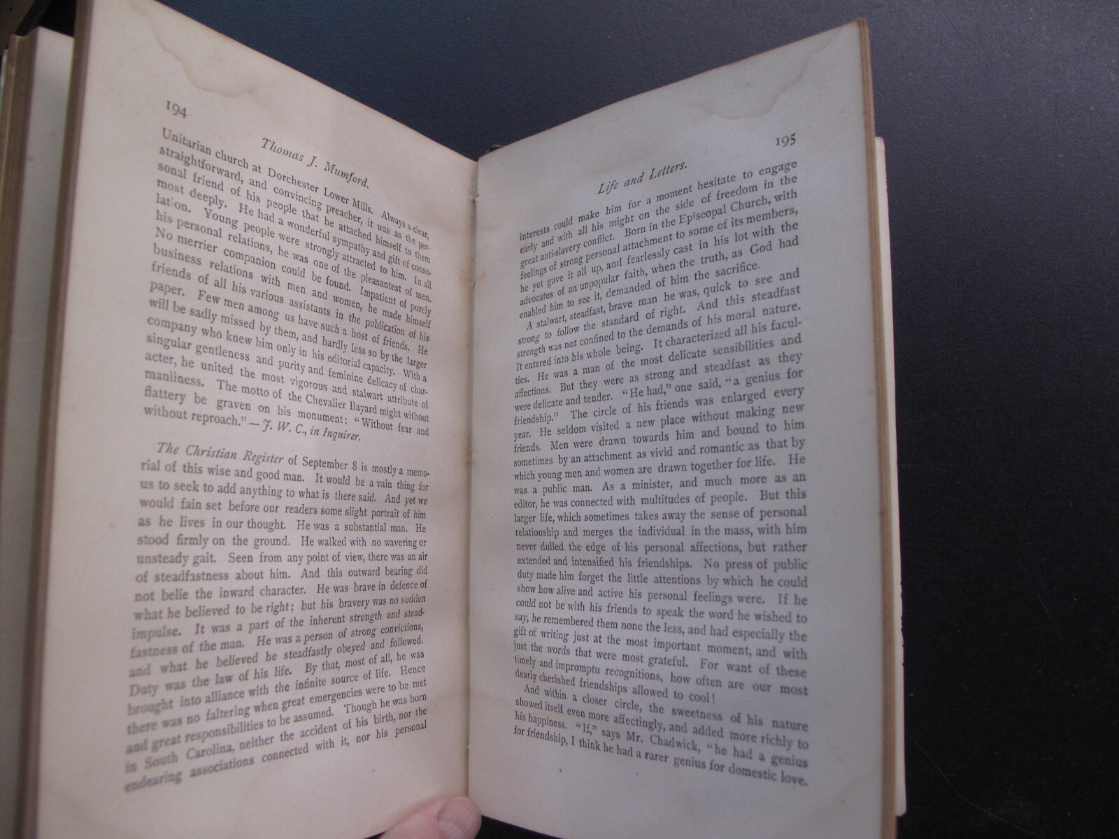 Biography Letters Correspondence Thomas Mumford Unitarian Abolitionist 1879