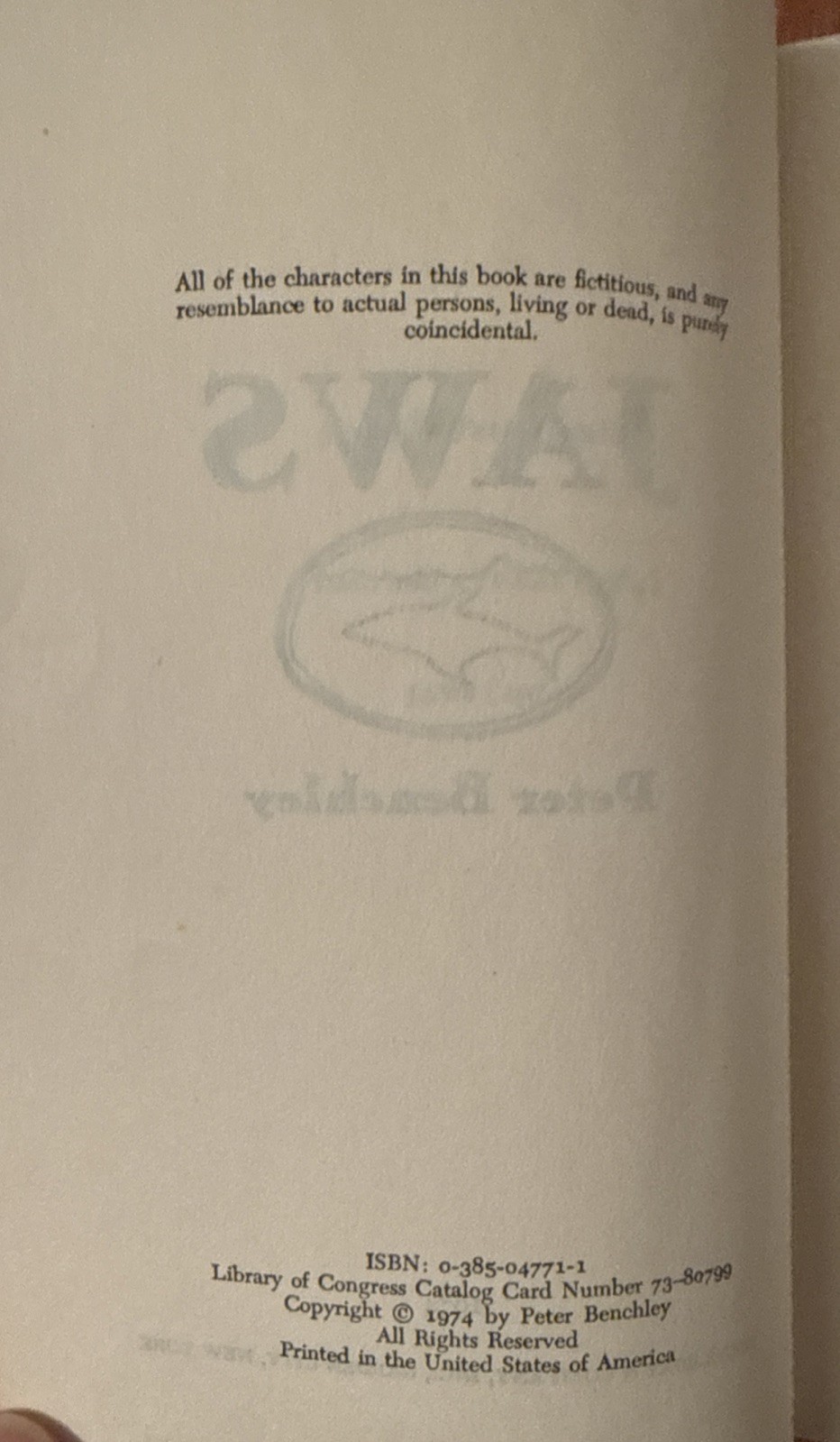 JAWS by Peter Benchley 1974 First Edition HC/DJ P31 SIGNED!