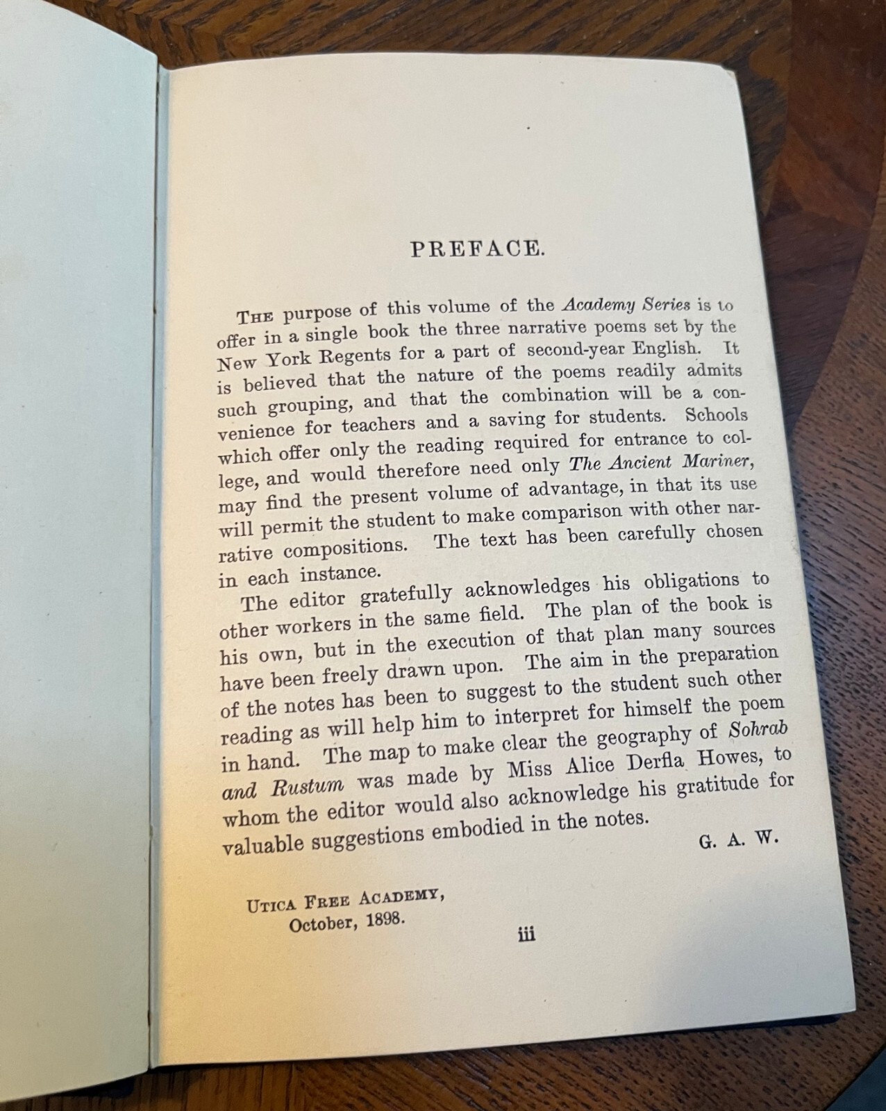 Academy Classics, Three Narrative Poems, Edited by George A. Watrous, A.M., 1898