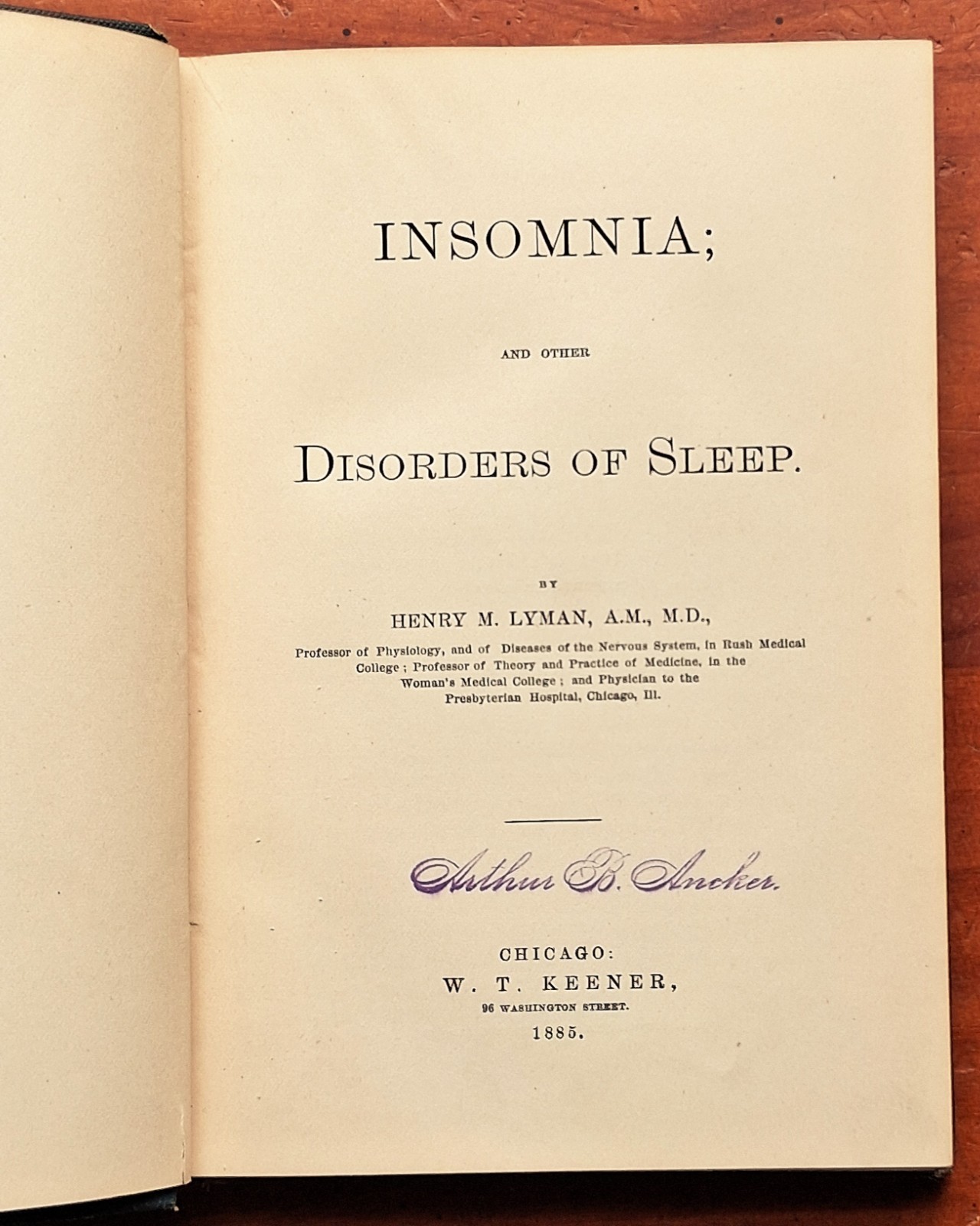 INSOMNIA & Other Sleep Disorders Henry M Lyman 1885 Dreams Sleepwalking Hypnosis