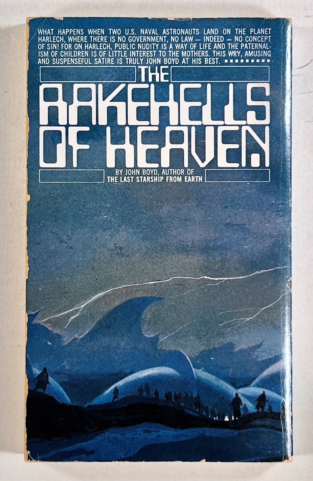 1971 John Boyd THE RAKEHELLS OF HEAVEN weird social satire SF novel BANTAM PB