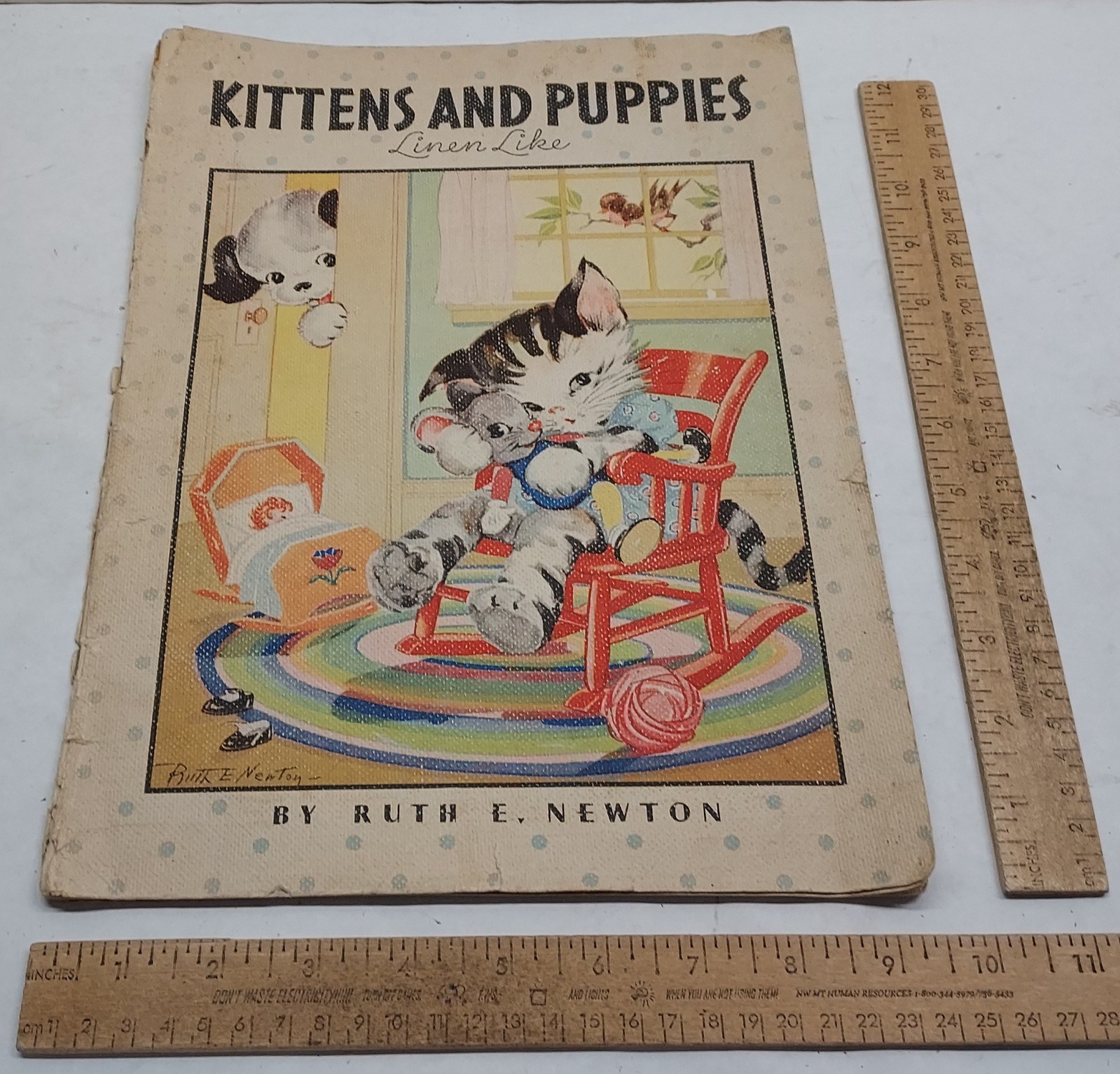 KITTENS AND PUPPIES – Linen Like – By Ruth E. Newton – © 1934 – As Is