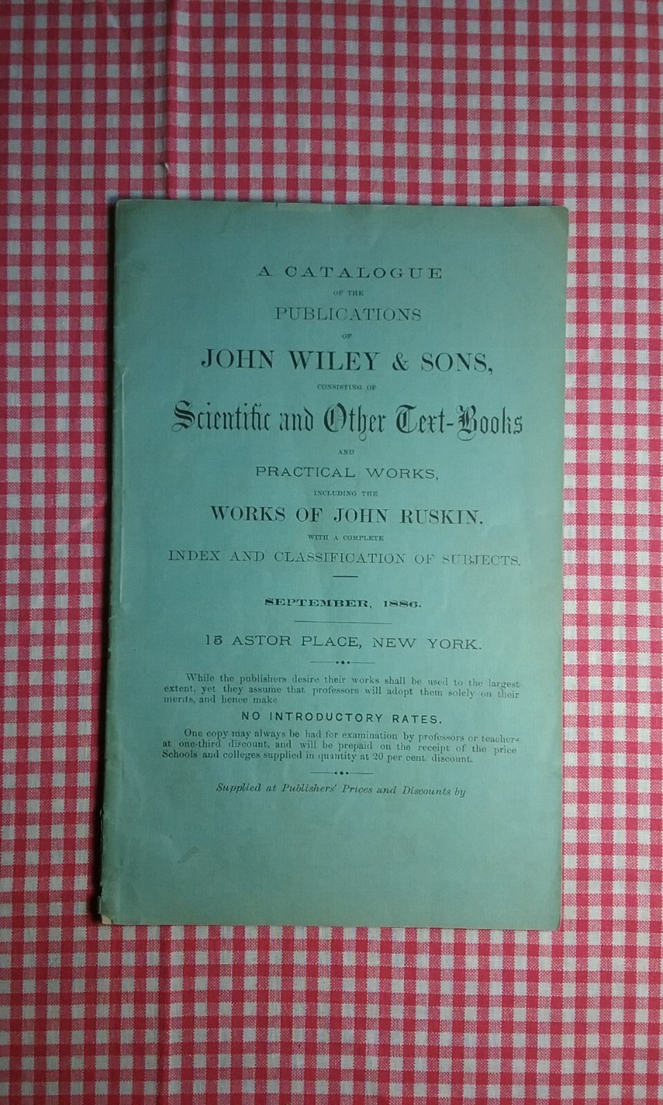 Antique 1886 John Wiley & Sons Catalog of Text Book Publications Estate Find
